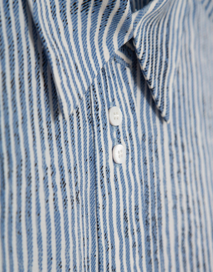 Shirts & Blouses | Blue and white striped blouse with roll up sleeves by Spanish designer Roberto Verino