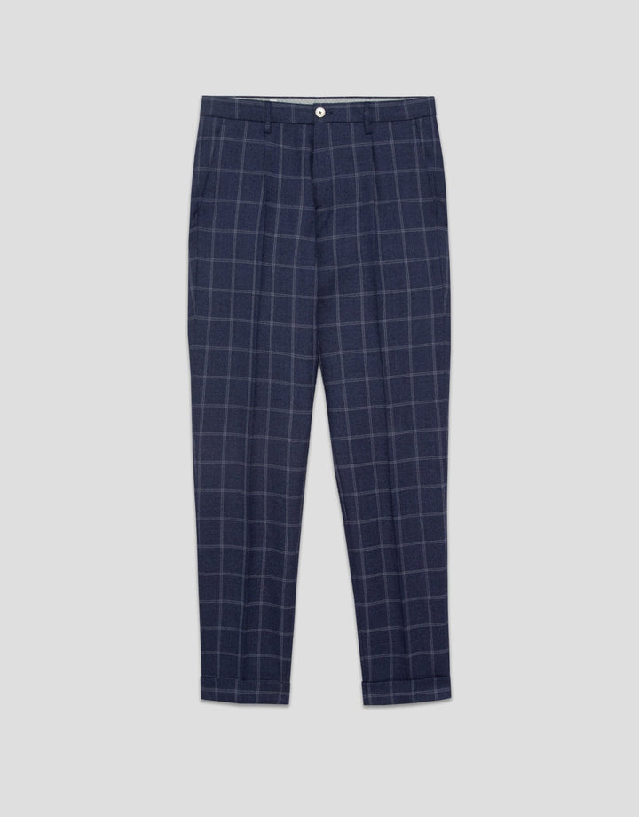 Pants | Blue checked pleated trousers by Spanish designer Roberto Verino