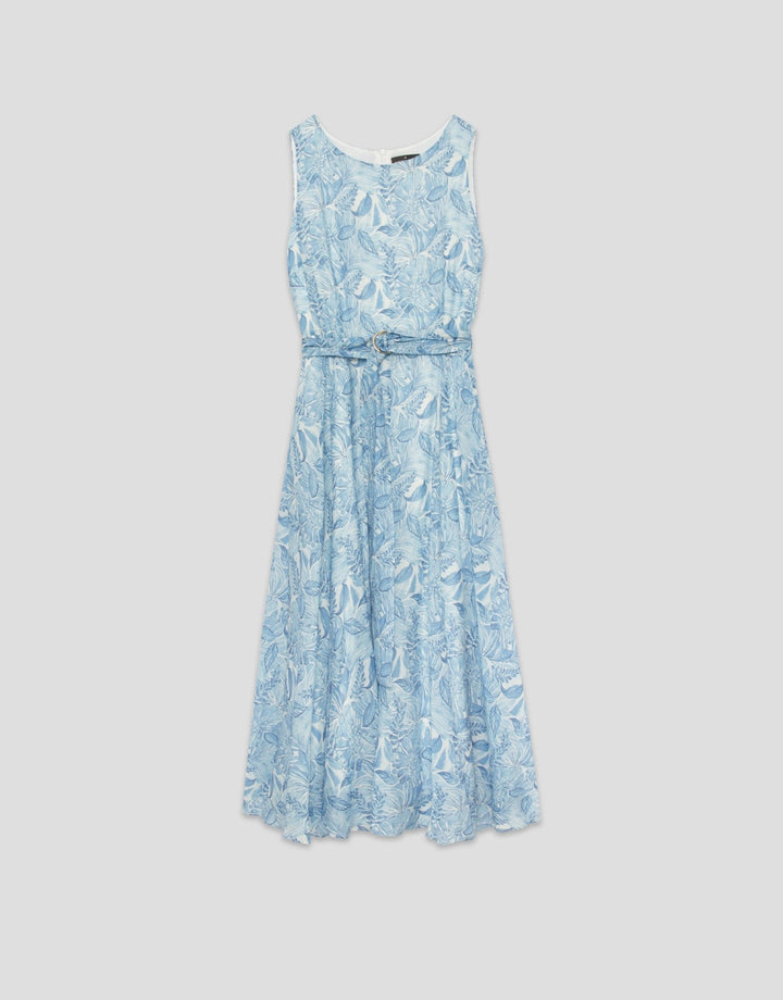 Blue floral dress on a light gray background