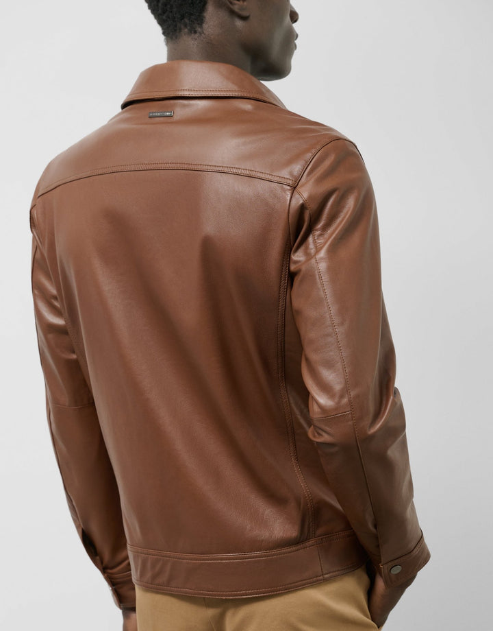 Outerwear | Brown nappa leather jacket with chest pockets by Spanish designer Roberto Verino