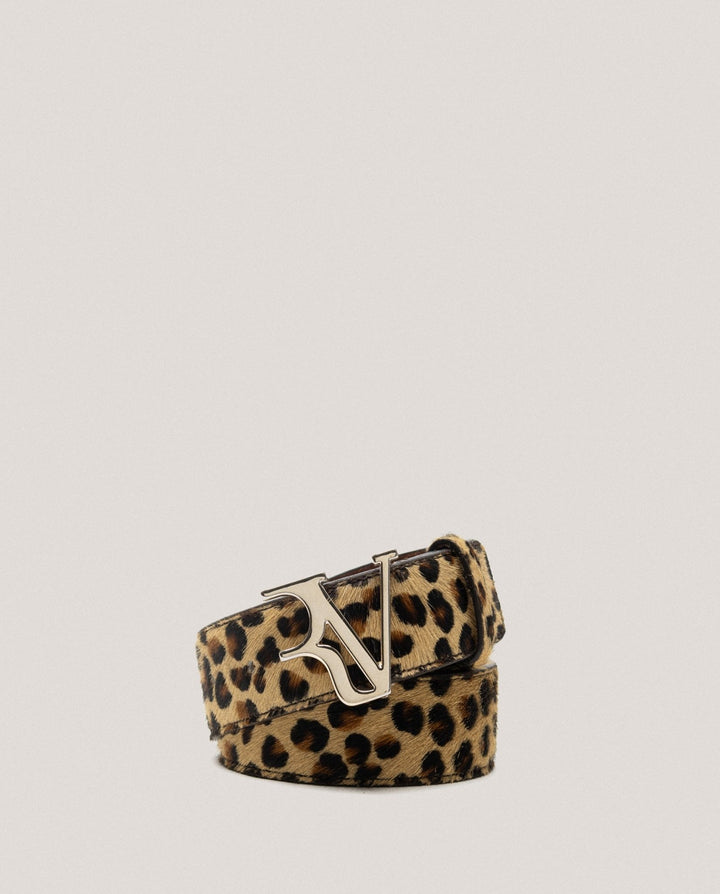 Belts | Camel animal print fur belt by Spanish designer Roberto Verino
