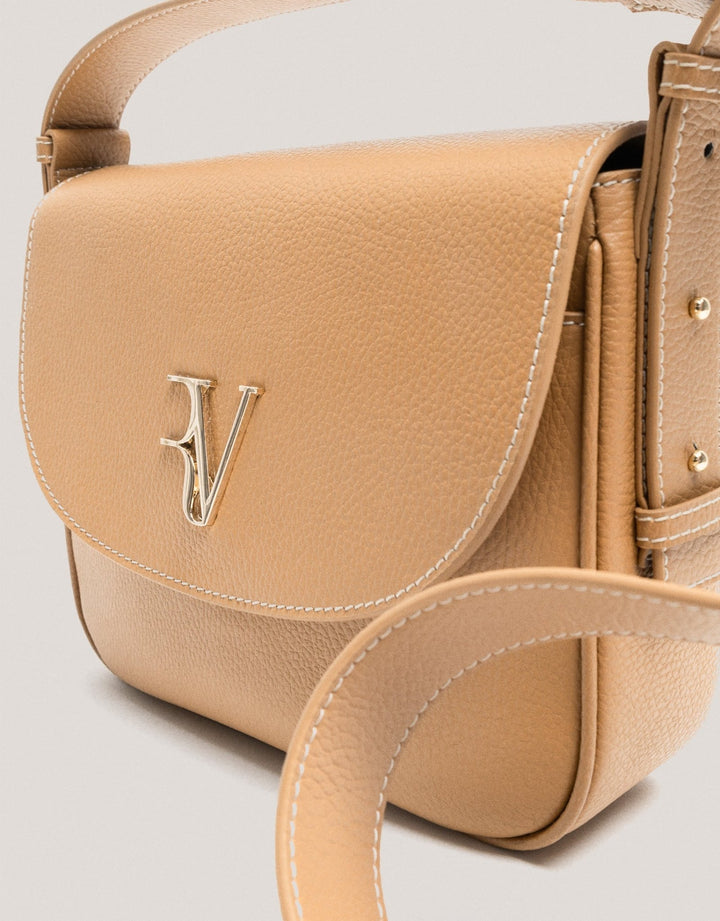 Handbags | Camel grained leather Cuca Maxi shoulder bag by Spanish designer Roberto Verino