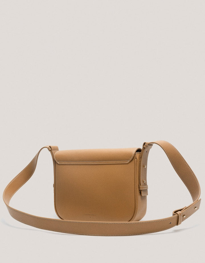 Handbags | Camel grained leather Cuca Maxi shoulder bag by Spanish designer Roberto Verino