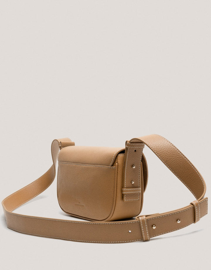 Handbags | Camel grained leather Cuca Mini shoulder bag by Spanish designer Roberto Verino