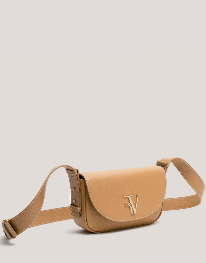 Handbags | Camel grained leather Cuca Mini shoulder bag by Spanish designer Roberto Verino