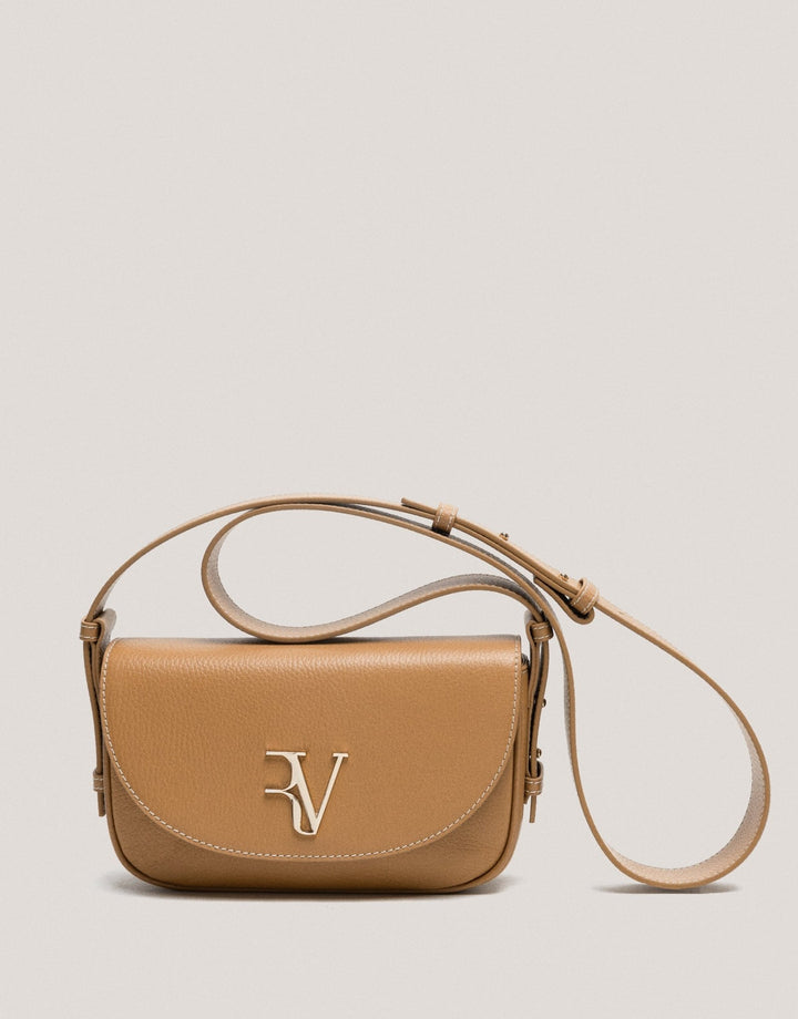 Handbags | Camel grained leather Cuca Mini shoulder bag by Spanish designer Roberto Verino
