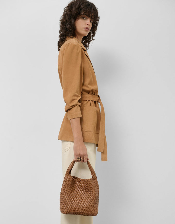 Jackets | Camel suede belted jacket by Spanish designer Roberto Verino