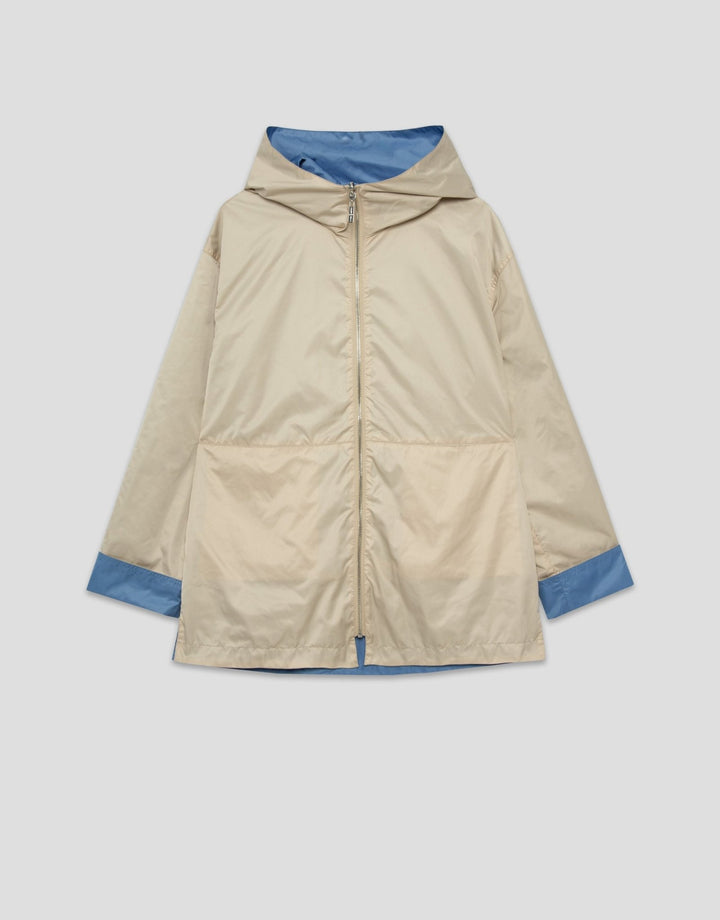 Outwear | Camel/blue reversible lightweight technical jacket by Spanish designer Roberto Verino