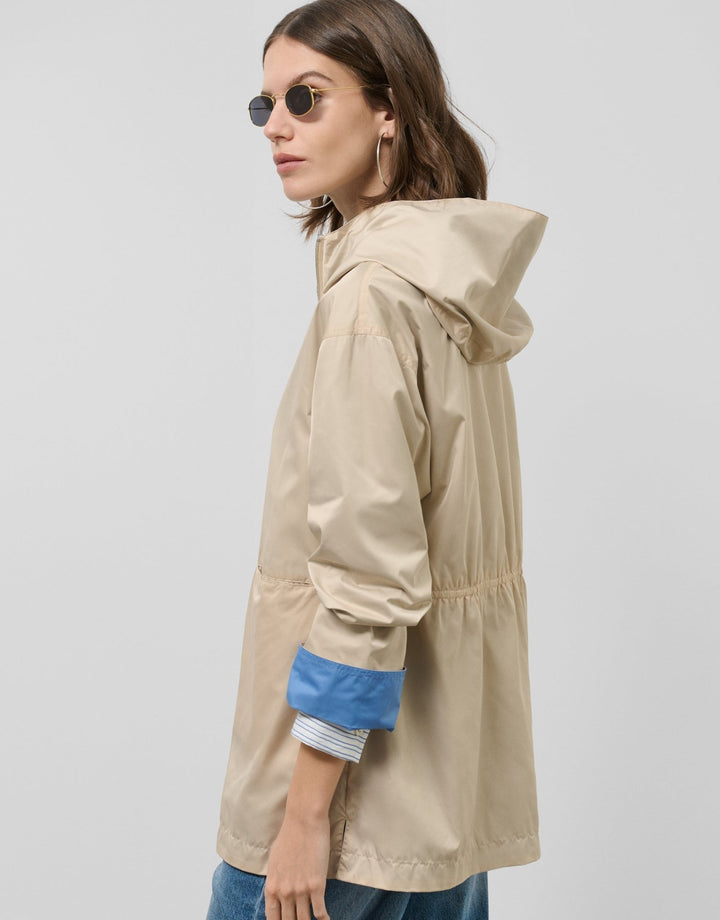 Outwear | Camel/blue reversible lightweight technical jacket by Spanish designer Roberto Verino