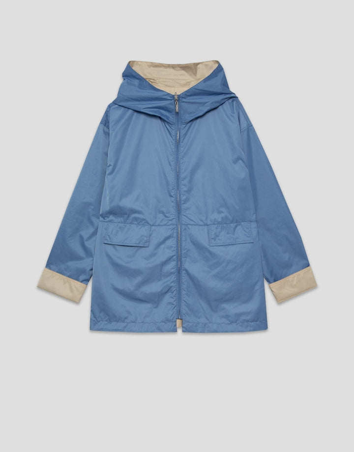 Outwear | Camel/blue reversible lightweight technical jacket by Spanish designer Roberto Verino