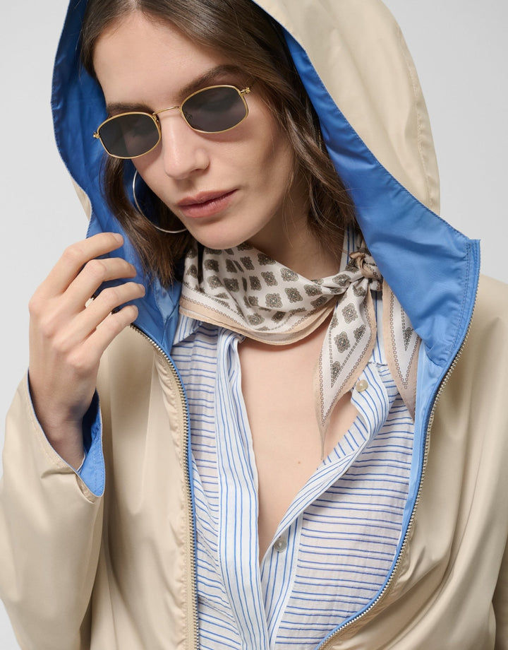 Outwear | Camel/blue reversible lightweight technical jacket by Spanish designer Roberto Verino