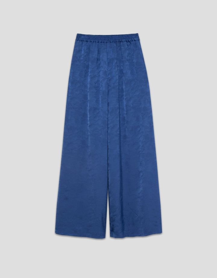 Pants | Deep blue palazzo pants with floral damask by Spanish designer Roberto Verino