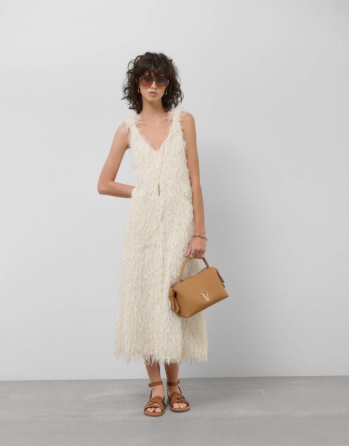 Dresses | Dressy white and silvery sleeveless dress by Spanish designer Roberto Verino
