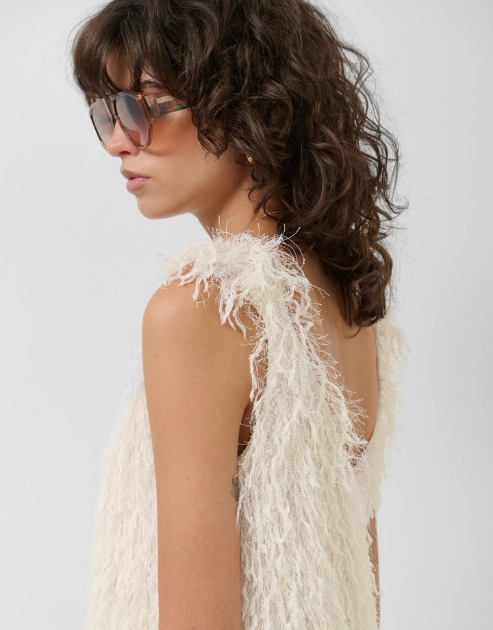 Dresses | Dressy white and silvery sleeveless dress by Spanish designer Roberto Verino