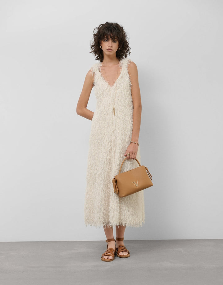 Dresses | Dressy white and silvery sleeveless dress by Spanish designer Roberto Verino