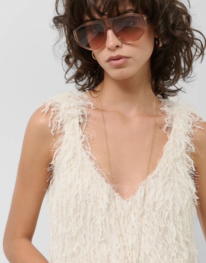 Dresses | Dressy white and silvery sleeveless dress by Spanish designer Roberto Verino
