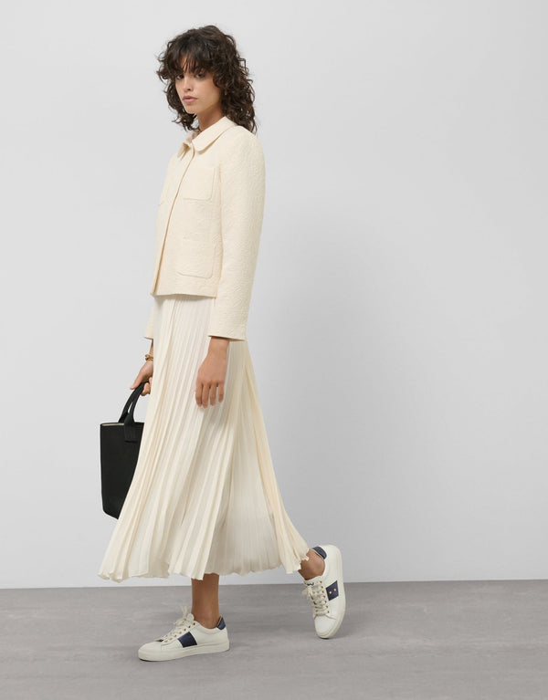 Jackets | Ecru flocked jacquard short jacket by Spanish designer Roberto Verino