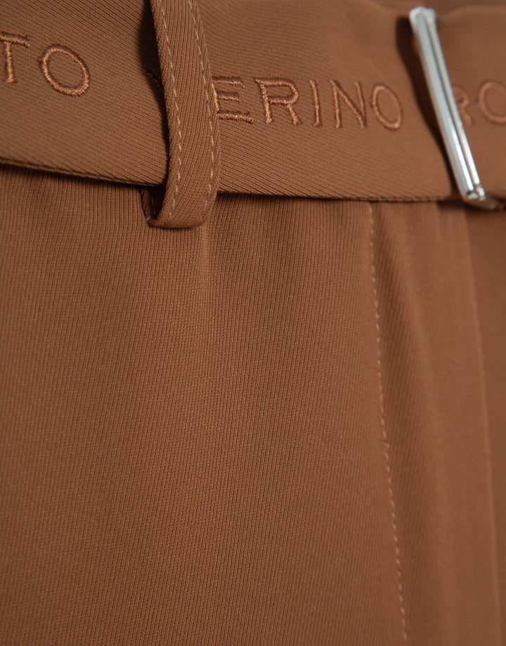 General | Flowy brown twill wide pants with belt by Spanish designer Roberto Verino