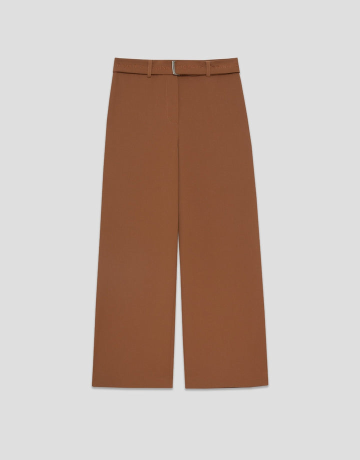 General | Flowy brown twill wide pants with belt by Spanish designer Roberto Verino