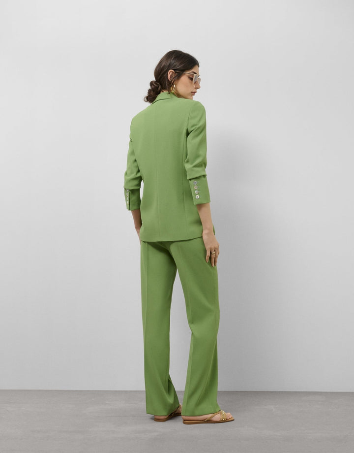 Pants | Green crepe straight trousers by Spanish designer Roberto Verino