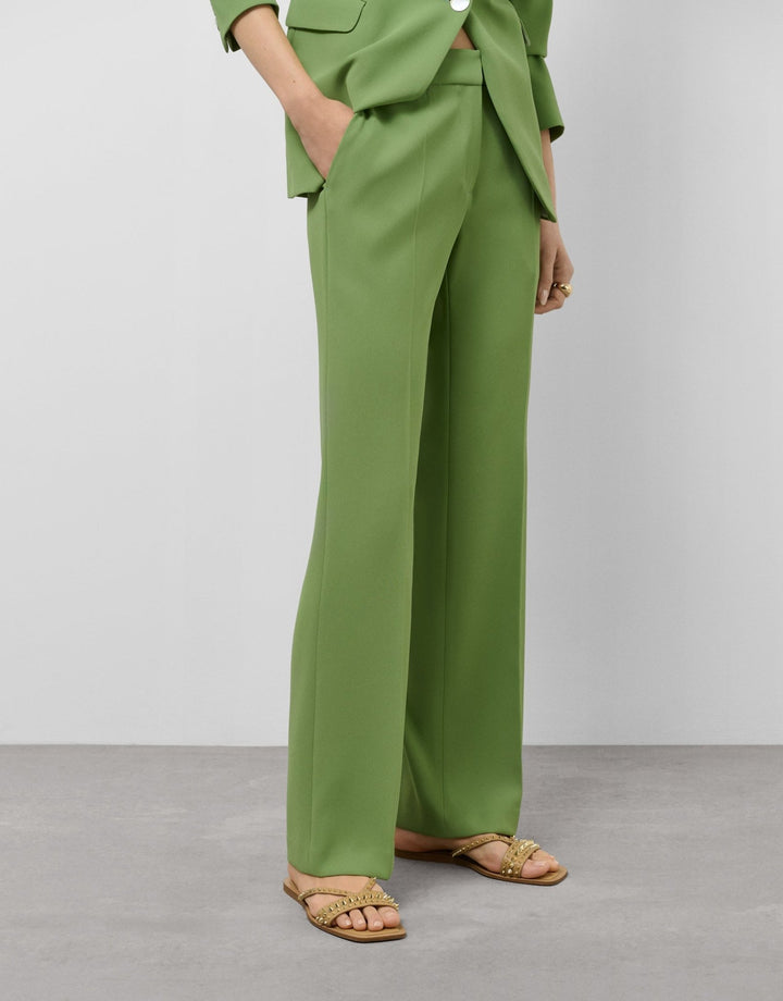 Pants | Green crepe straight trousers by Spanish designer Roberto Verino