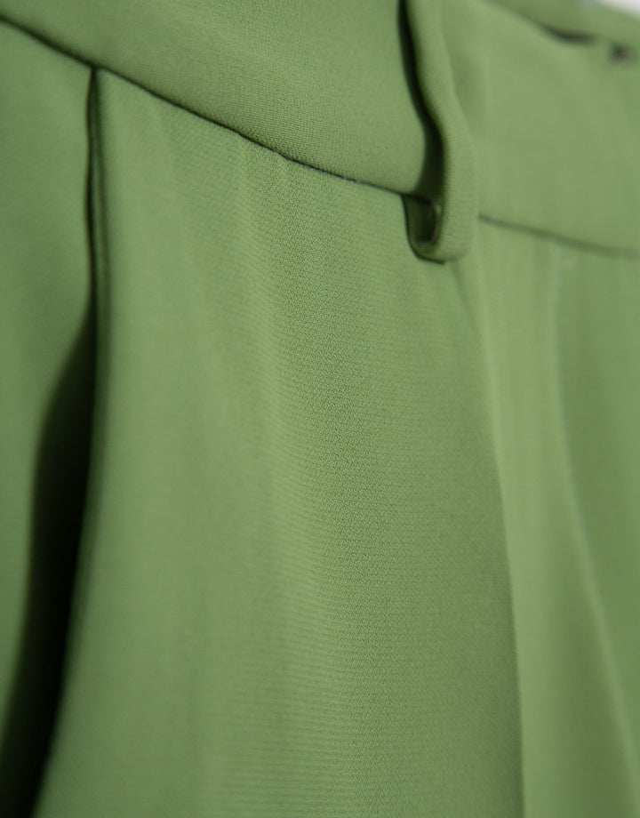 Pants | Green crepe straight trousers by Spanish designer Roberto Verino