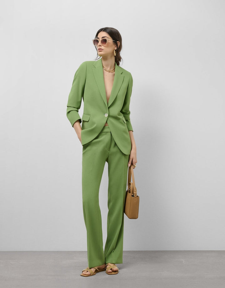 Pants | Green crepe straight trousers by Spanish designer Roberto Verino