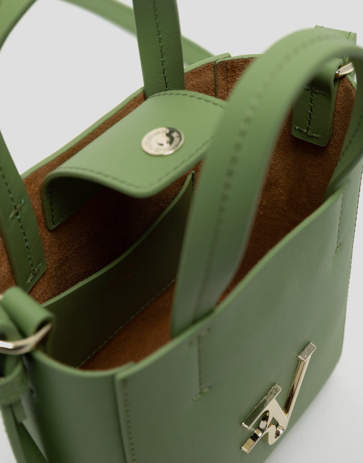 Handbags | Green mini leather Bruna Tote bag by Spanish designer Roberto Verino
