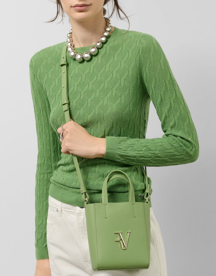 Handbags | Green mini leather Bruna Tote bag by Spanish designer Roberto Verino