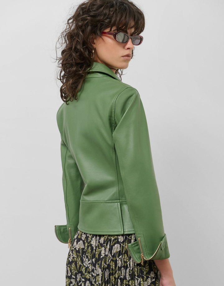 Jackets | Green nappa biker jacket by Spanish designer Roberto Verino