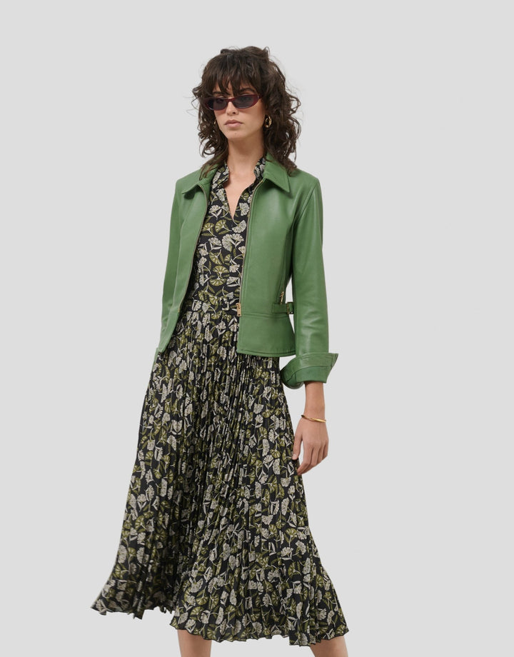Jackets | Green nappa biker jacket by Spanish designer Roberto Verino