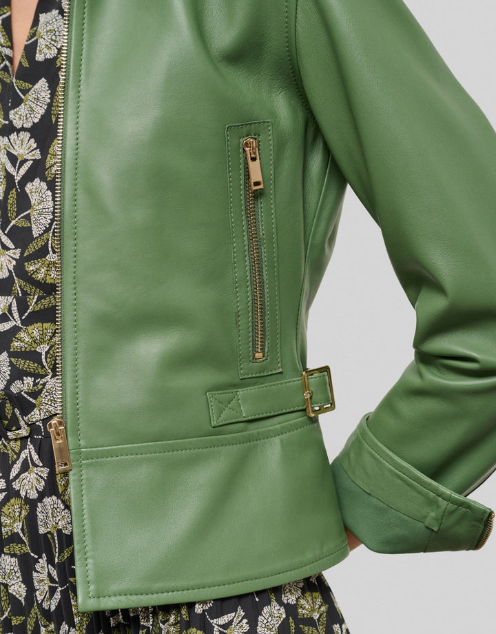 Jackets | Green nappa biker jacket by Spanish designer Roberto Verino
