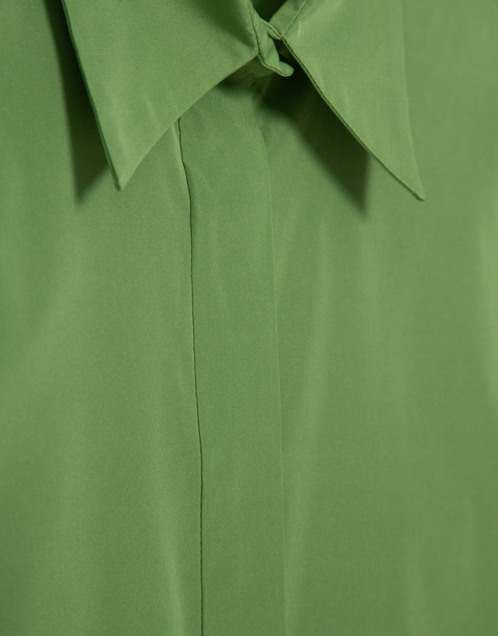 Shirts & Blouses | Green taffeta blouse with puckered short sleeves by Spanish designer Roberto Verino