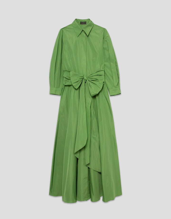 Dresses | Green taffeta long sleeve midi shirt dress by Spanish designer Roberto Verino