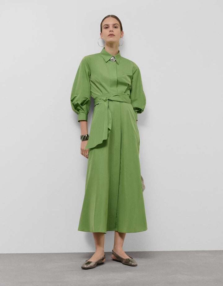 Dresses | Green taffeta long sleeve midi shirt dress by Spanish designer Roberto Verino