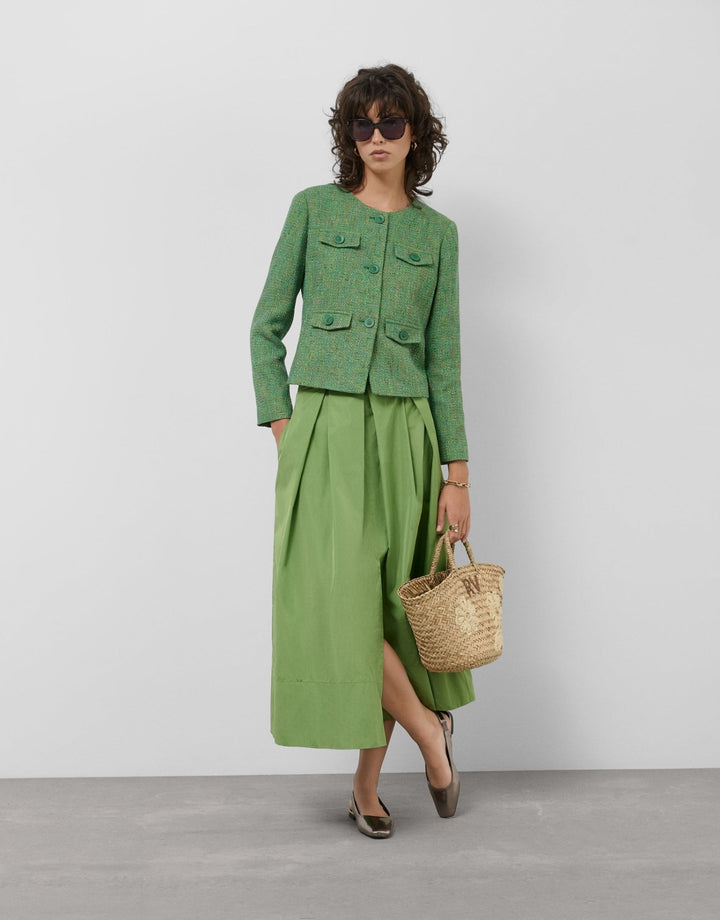 Jackets | Green tweed short jacket by Spanish designer Roberto Verino