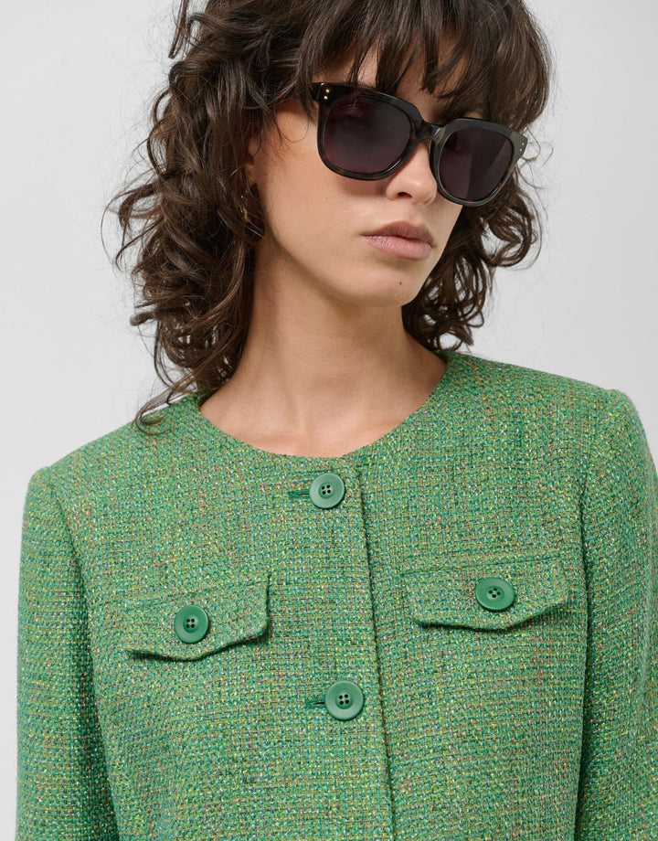 Jackets | Green tweed short jacket by Spanish designer Roberto Verino