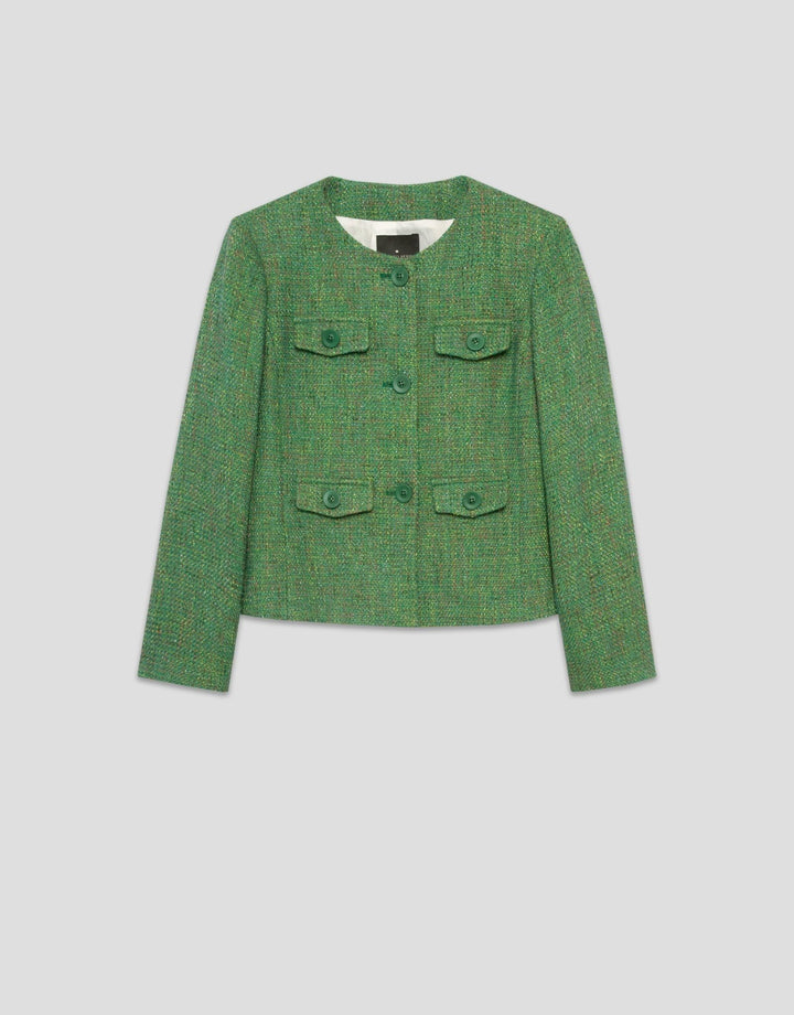Jackets | Green tweed short jacket by Spanish designer Roberto Verino