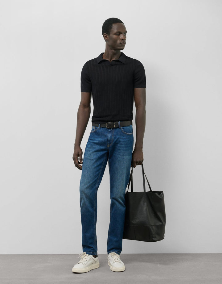 General | Knitted beige linen polo shirt by Spanish designer Roberto Verino