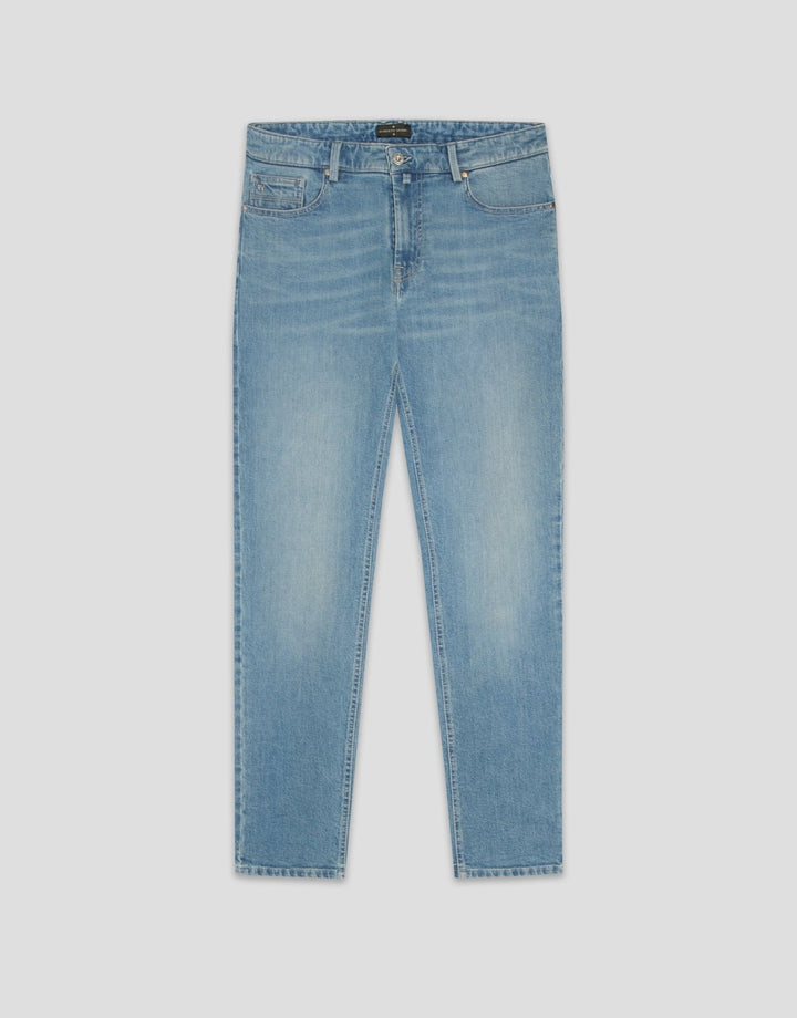 Pants | Light blue stone - washed denim jeans by Spanish designer Roberto Verino