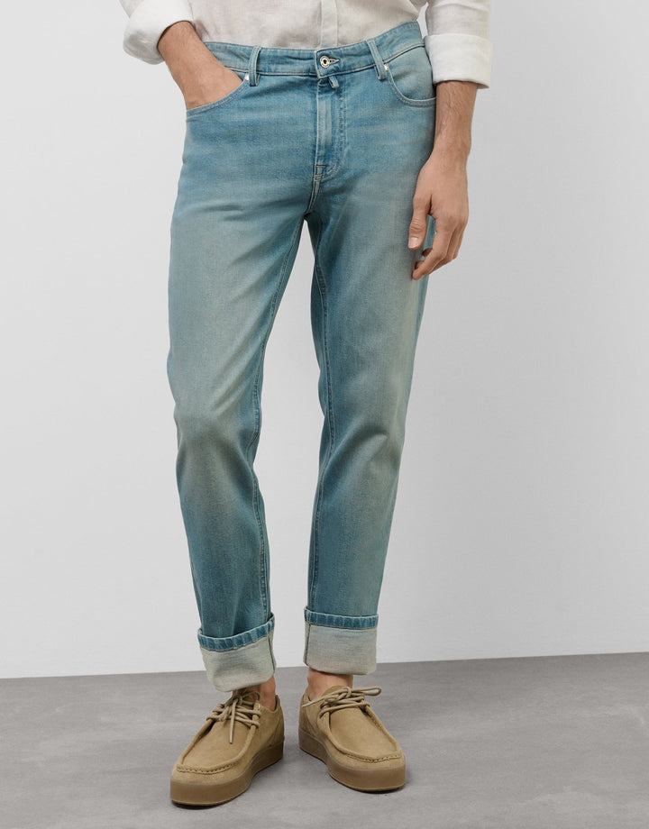 Pants | Light blue stone - washed denim jeans by Spanish designer Roberto Verino