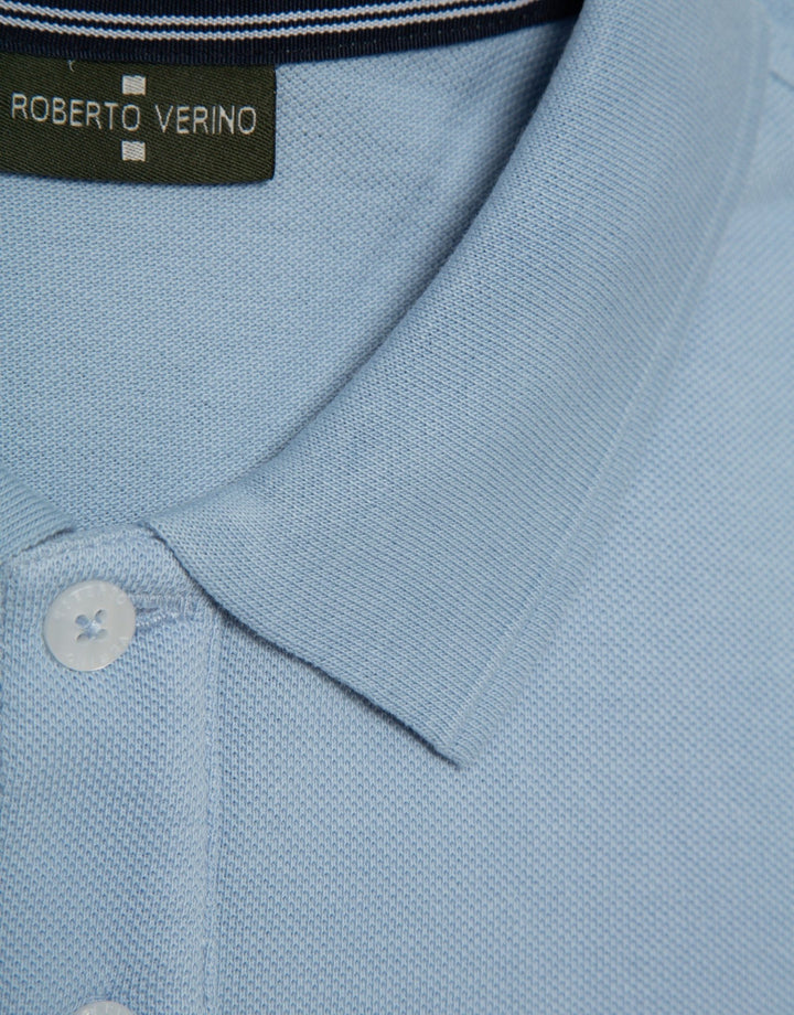 Polo Shirts | Light blue tinted piqué polo by Spanish designer Roberto Verino