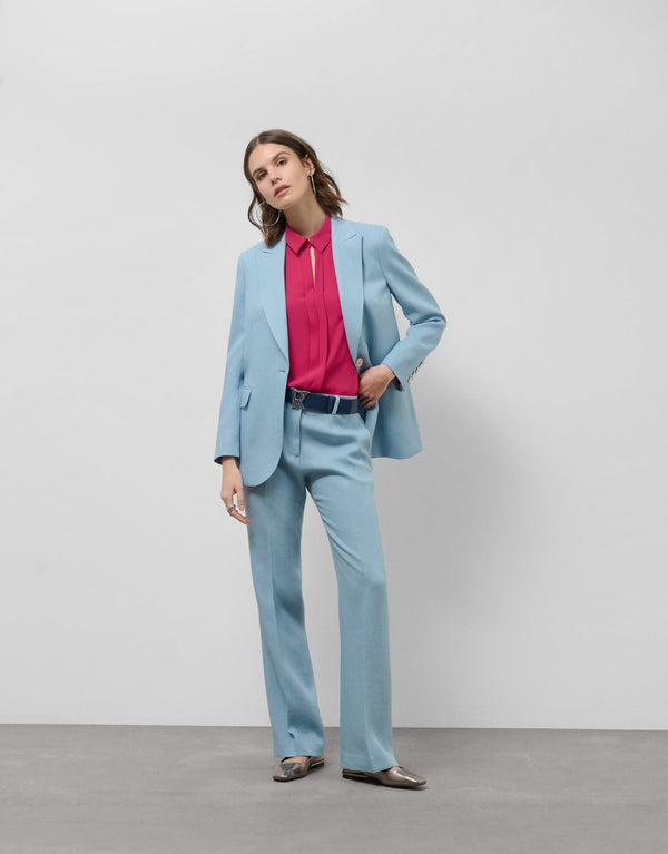 Pants | Light blue viscose linen straight trousers by Spanish designer Roberto Verino