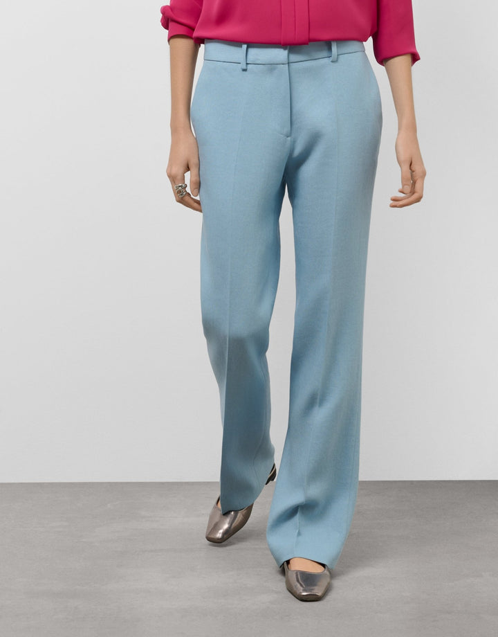 Pants | Light blue viscose linen straight trousers by Spanish designer Roberto Verino