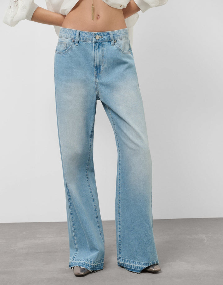 Pants | Light blue wide - leg denim pants by Spanish designer Roberto Verino