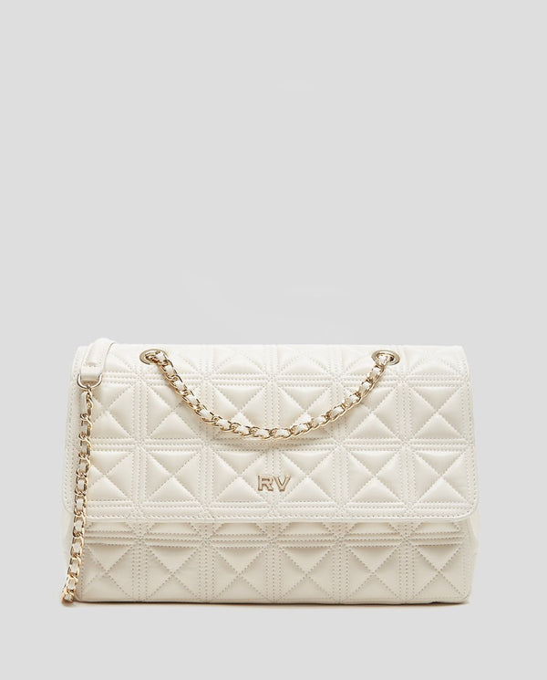 Handbags | Linda Maxi ecru quilted leather shoulder bag by Spanish designer Roberto Verino