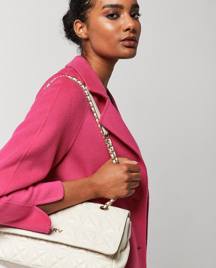 Handbags | Linda Maxi ecru quilted leather shoulder bag by Spanish designer Roberto Verino