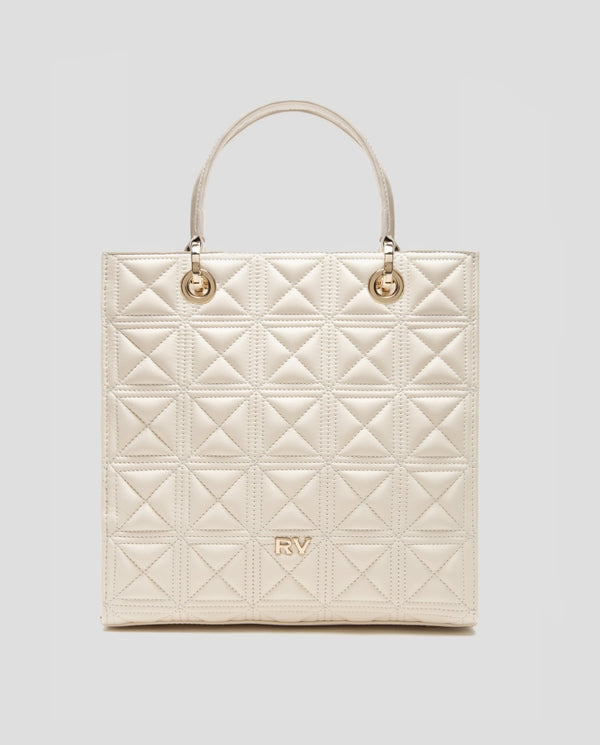 Handbags | Linda Maxi Satchel bag in ecru quilted leather by Spanish designer Roberto Verino