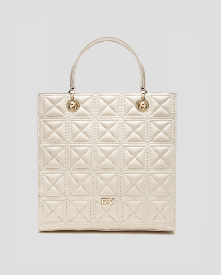 Handbags | Linda Maxi Satchel bag in ecru quilted leather by Spanish designer Roberto Verino