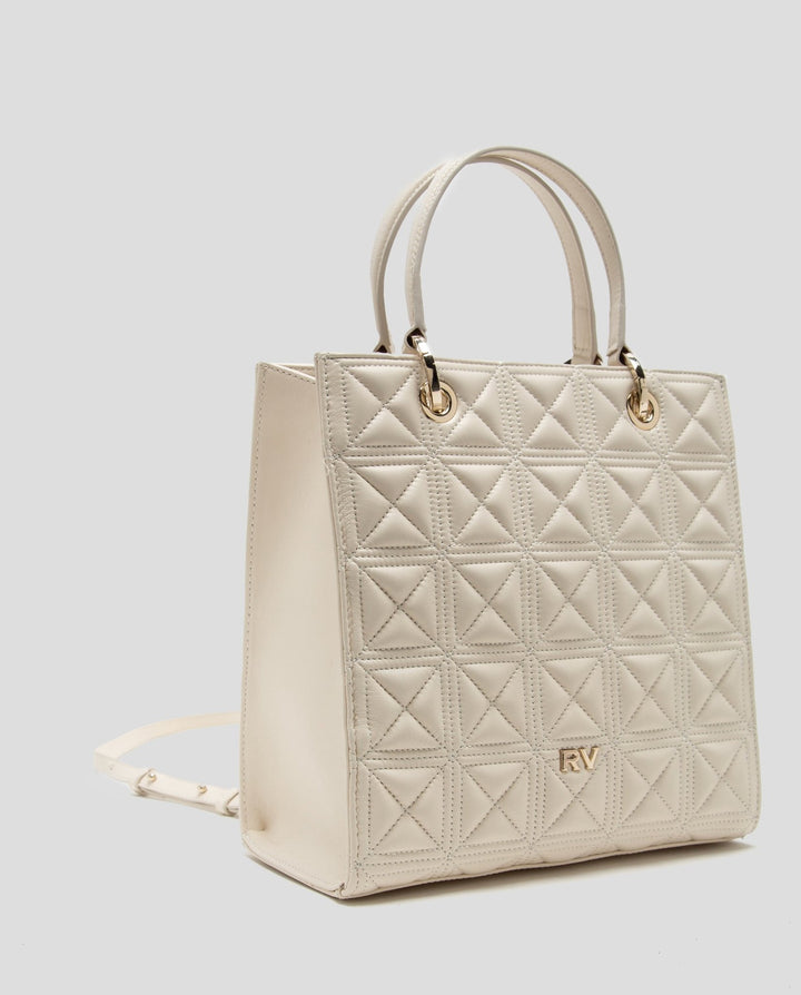 Handbags | Linda Maxi Satchel bag in ecru quilted leather by Spanish designer Roberto Verino